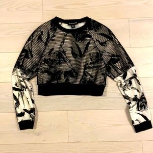 Stylestalker fishnet floral crop  top